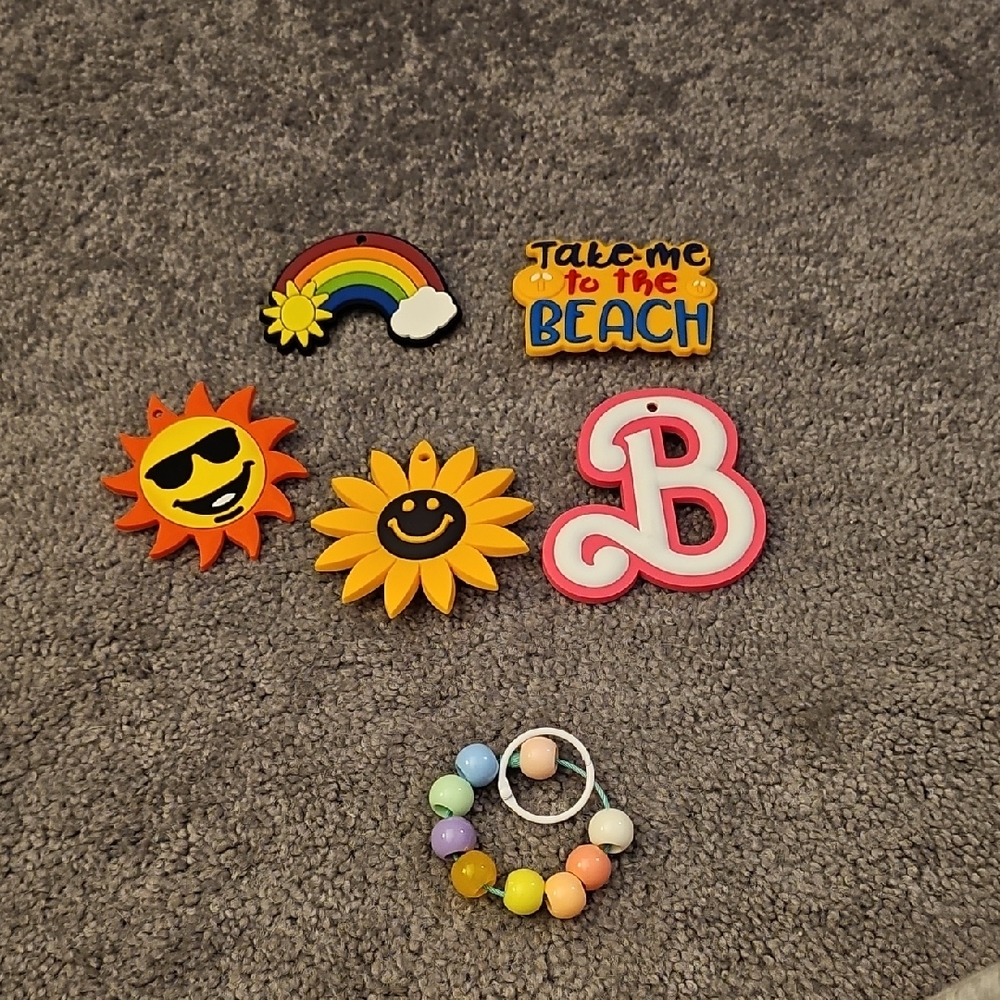 Colorful Charm Set with Sun and Rainbow For Silicone Tote Bags